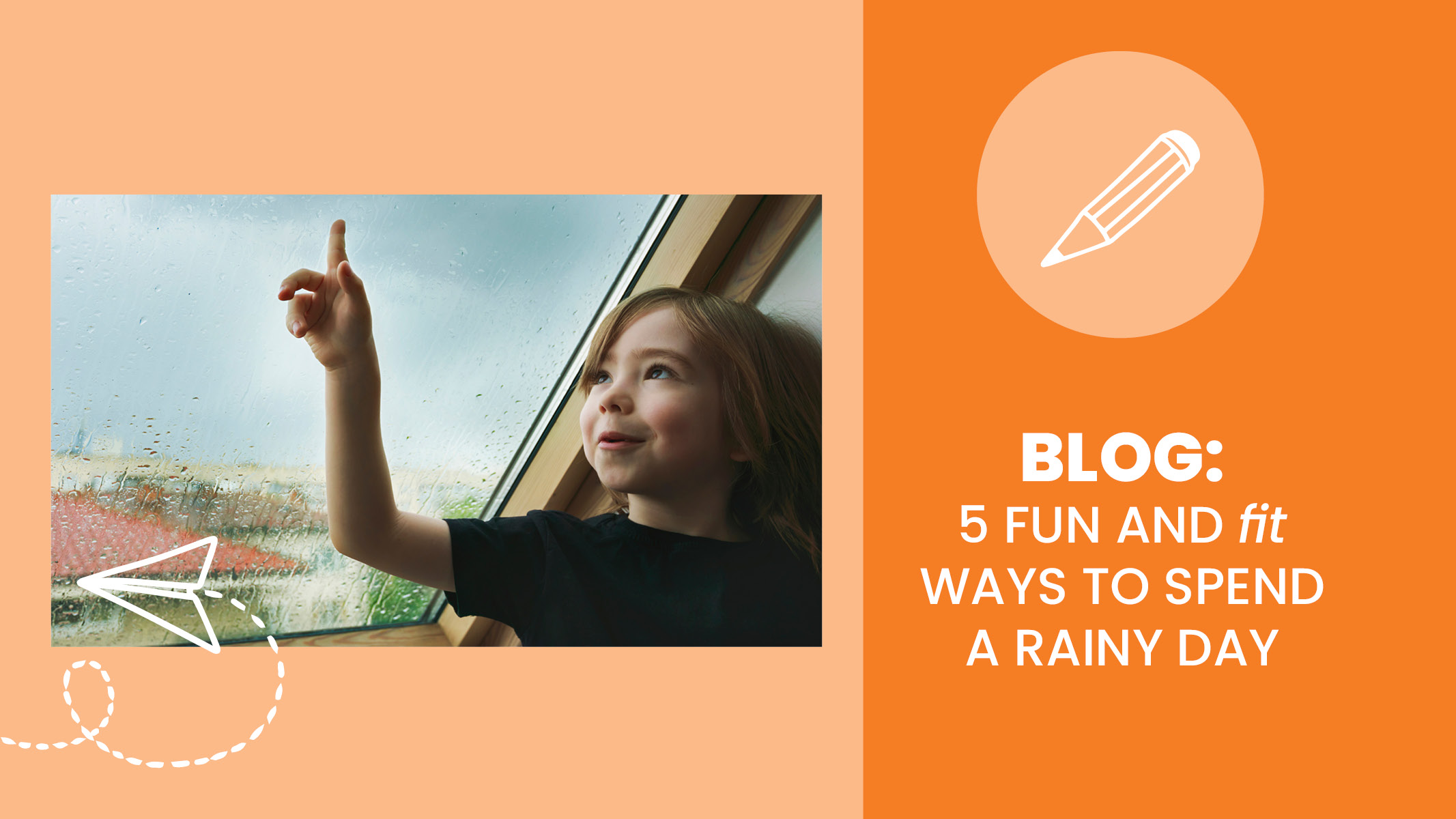 Young child looking out a window on a rainy day