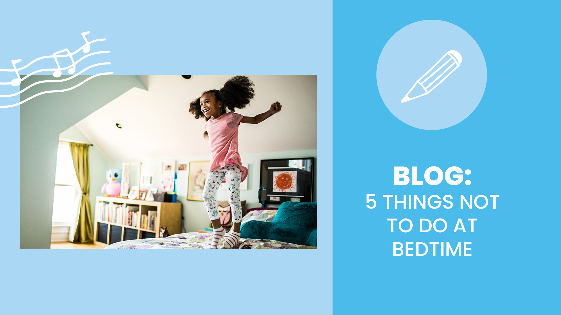 Young African American child, girl, jumping on bed at bedtime