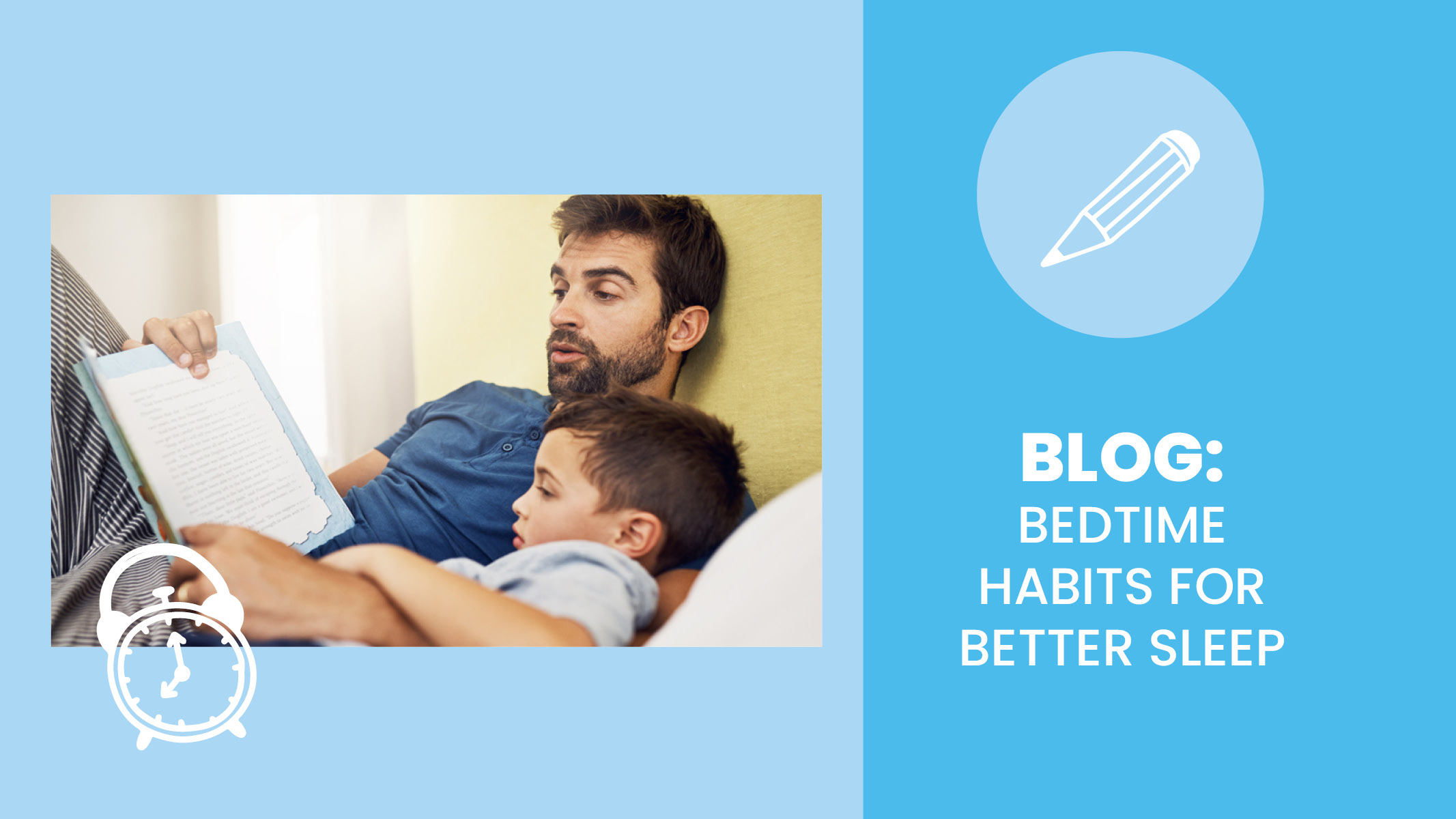 Father and son read a bedtime story before sleeping