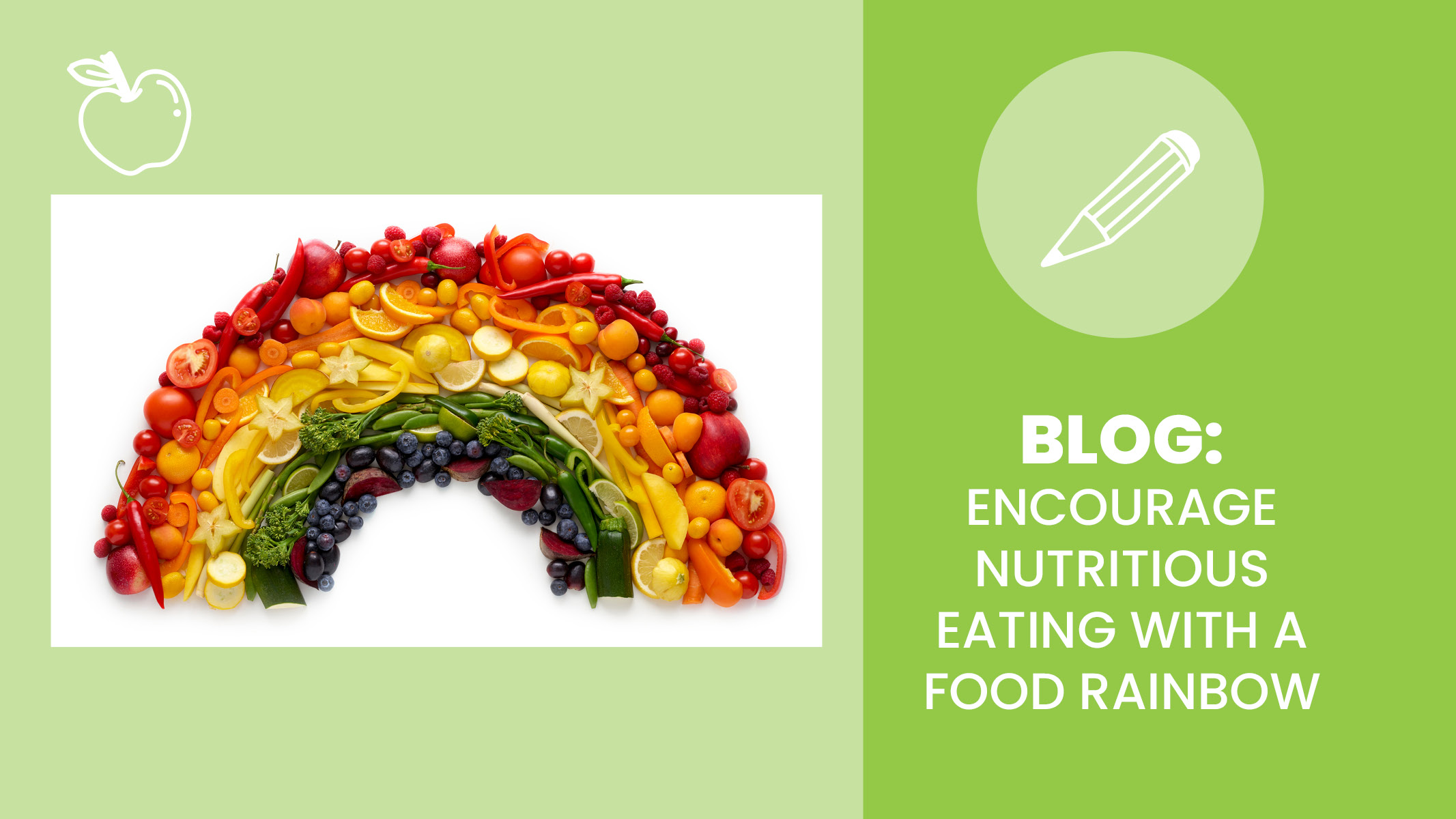 Healthy fruits and vegetables arranged in a rainbow
