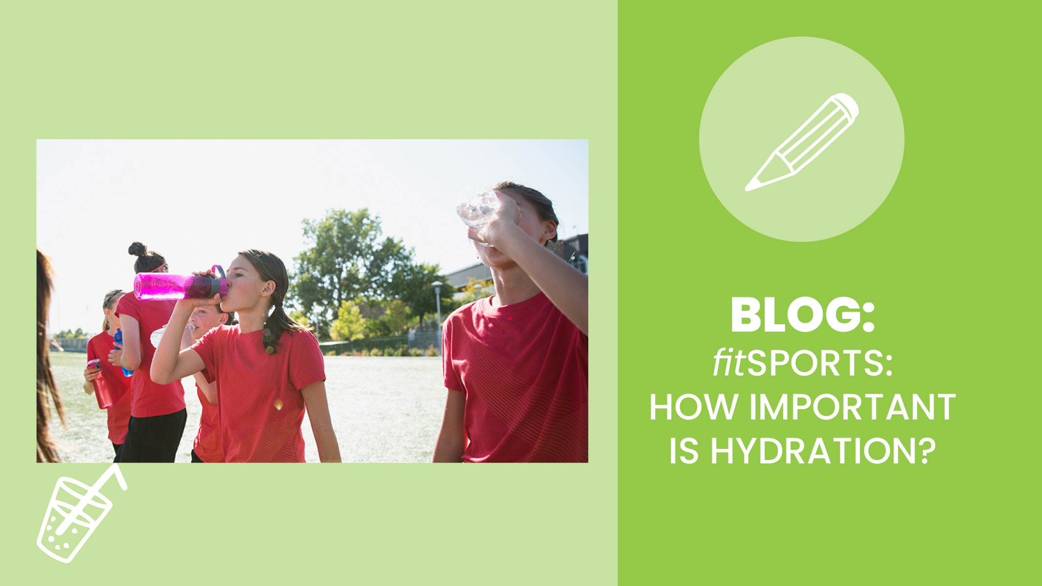 Group of young female athletes take a water break to make sure they are hydrated