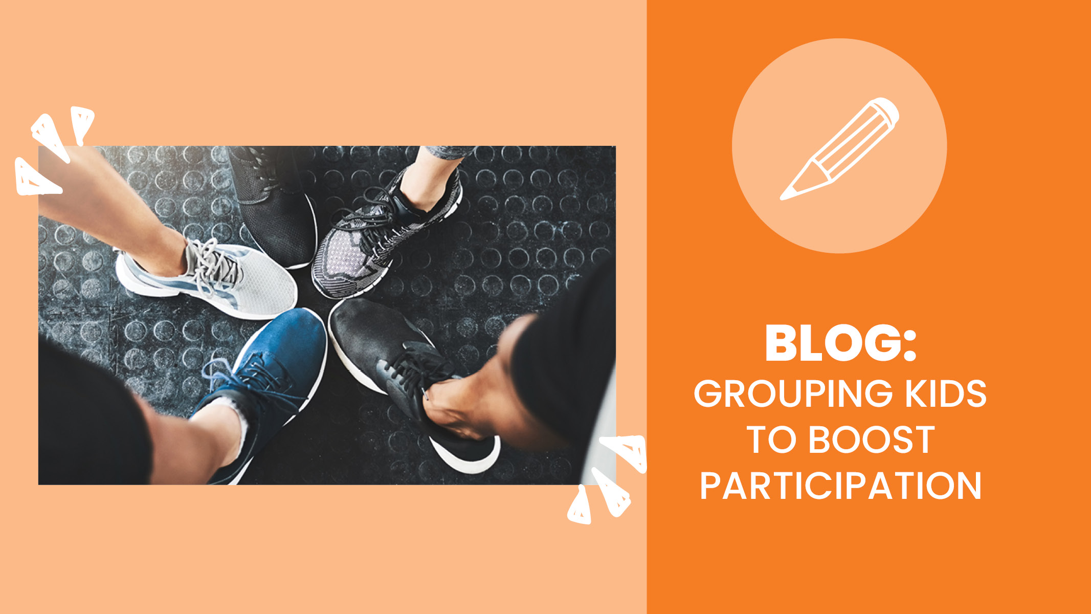 Group of children putting their feet in a circle to create a team