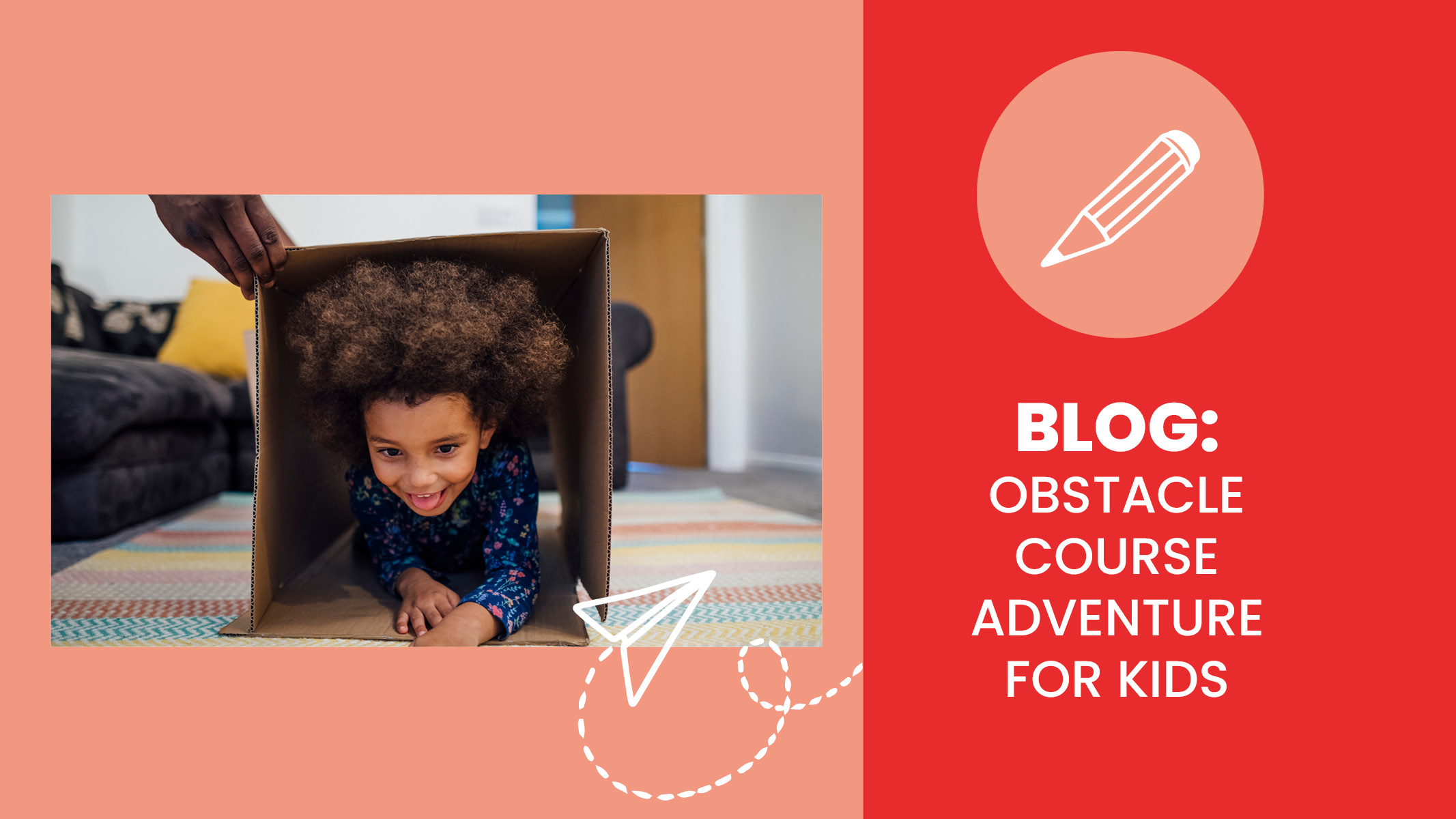 Young African American child crawls through a box to complete an obstacle course