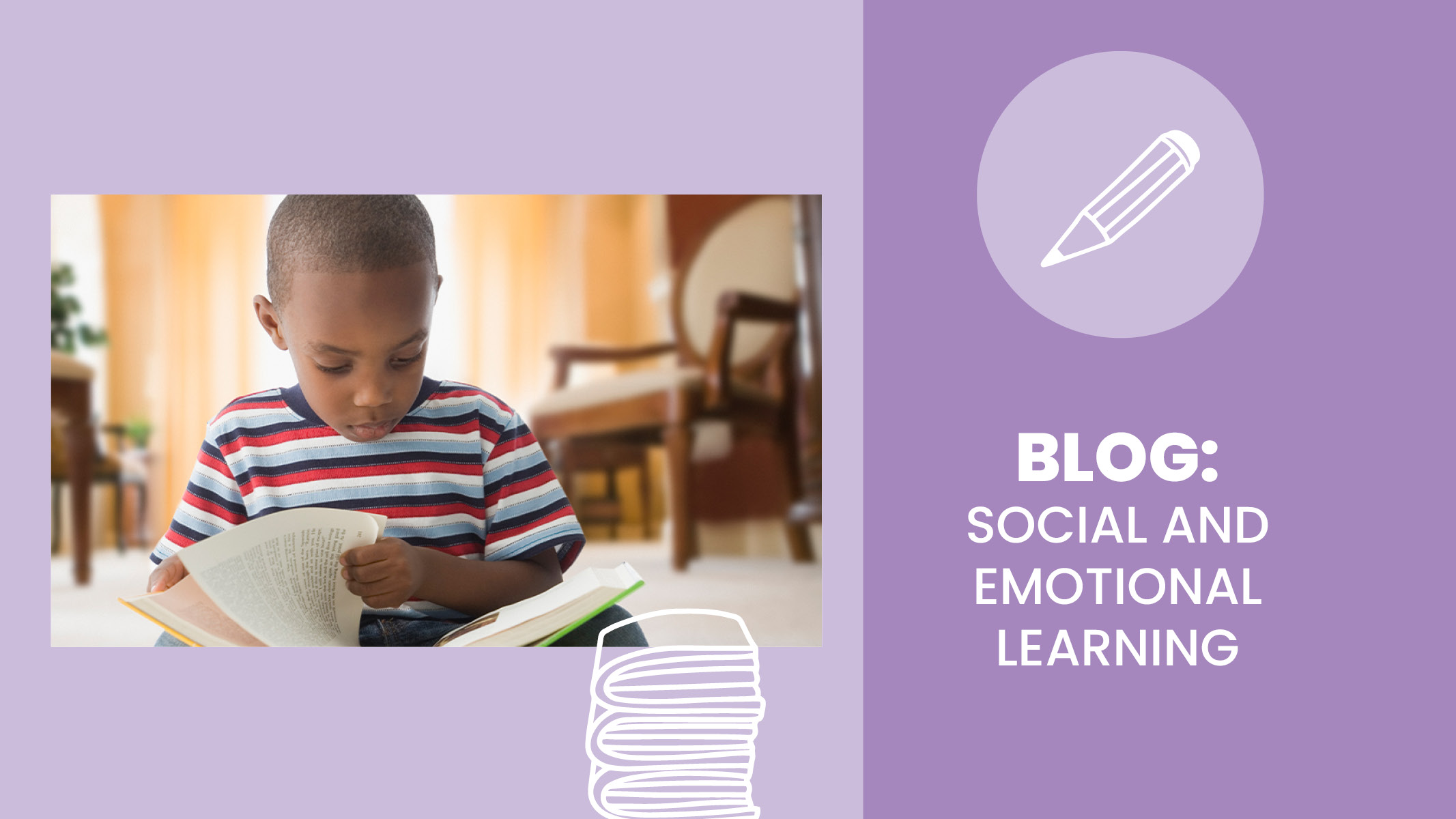 Young African American boy reads about emotions