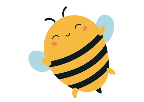 Bumble bee smiles and flies away