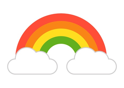 Rainbow with clouds on each end