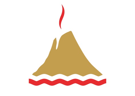 Volcano releases steam from the top