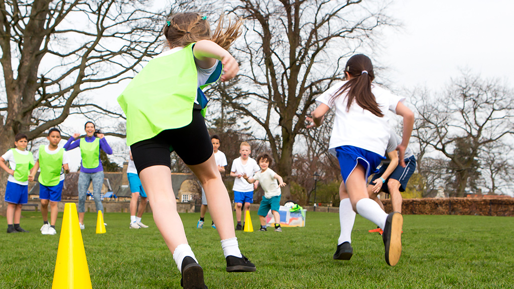 kids playing a relay game