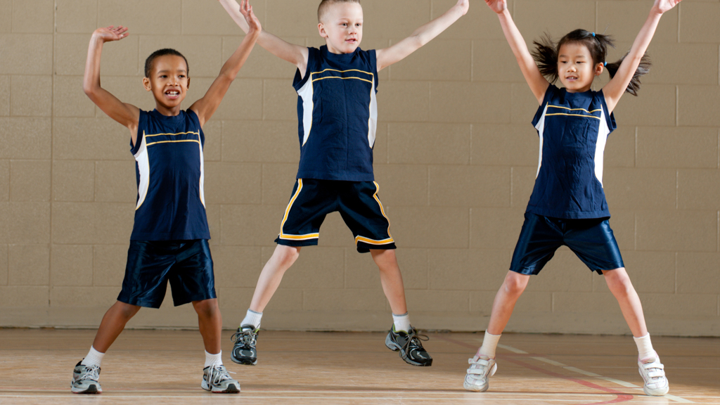 Students warming up for game - Sanford fit